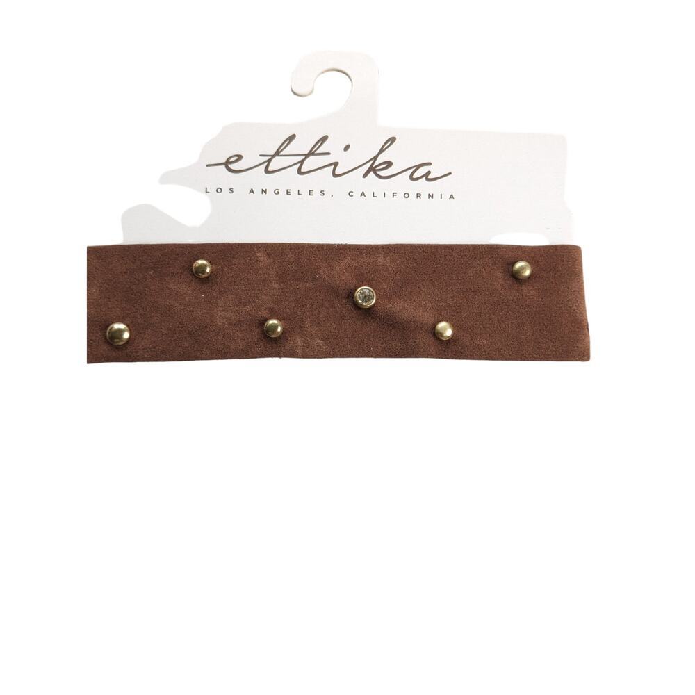 Ettika NWT Crystal Stud Velvet‎ Choker Brown